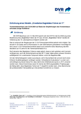 Vorschaubild der PDF-Datei Beschluss: Einführung eines Modells „Erweitertes Begleitetes Fahren ab 17“