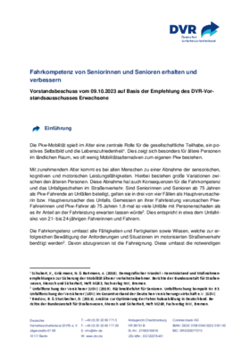 Vorschaubild der PDF-Datei Vorstandsbeschluss: Fahrkompetenz von Seniorinnen und Senioren