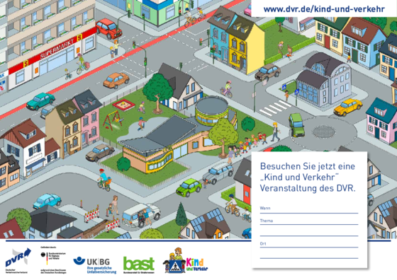 Vorschaubild der PDF-Datei Poster: „Kind und Verkehr“ | Wimmelbild mit Notizzettel DIN A3