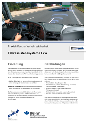 Vorschaubild der PDF-Datei Praxishilfen zur Verkehrssicherheit: Fahrassistenzsysteme Lkw