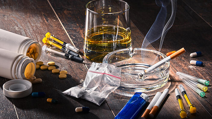 Addictive substances, including alcohol, cigarettes and drugs