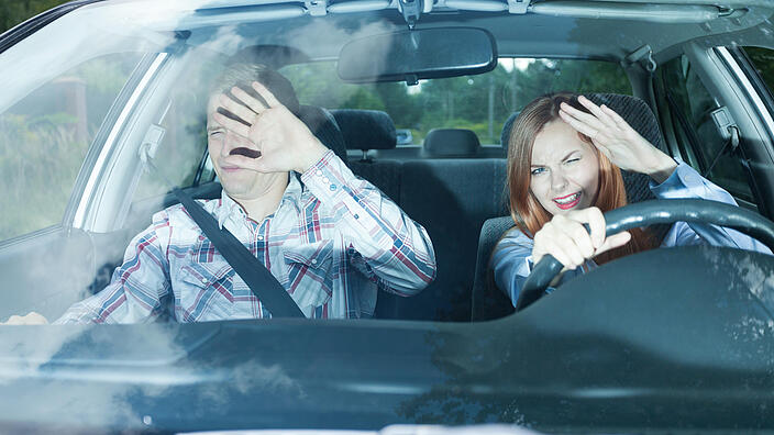  Couple blinded in a car