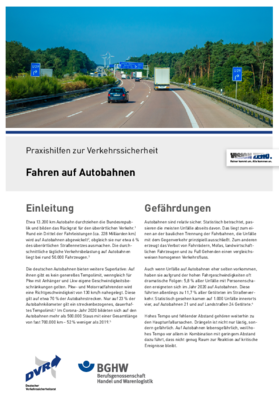 Vorschaubild der PDF-Datei Praxishilfen zur Verkehrssicherheit: Autobahnen