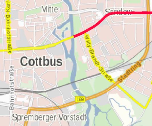 Bild 27: Lage der sog. Seeachse im Stadtgebiet: östlicher Abschnitt der zentralen Ost-West-Straßenachse durch die Innenstadt, die als Karl-Liebknecht-Straße auch die Bahnhofstraße (links im Planauszug; vgl. dazu auch Bild 2) quert